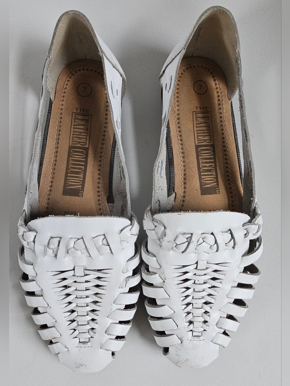 VINTAGE White Woven Leather Loafers